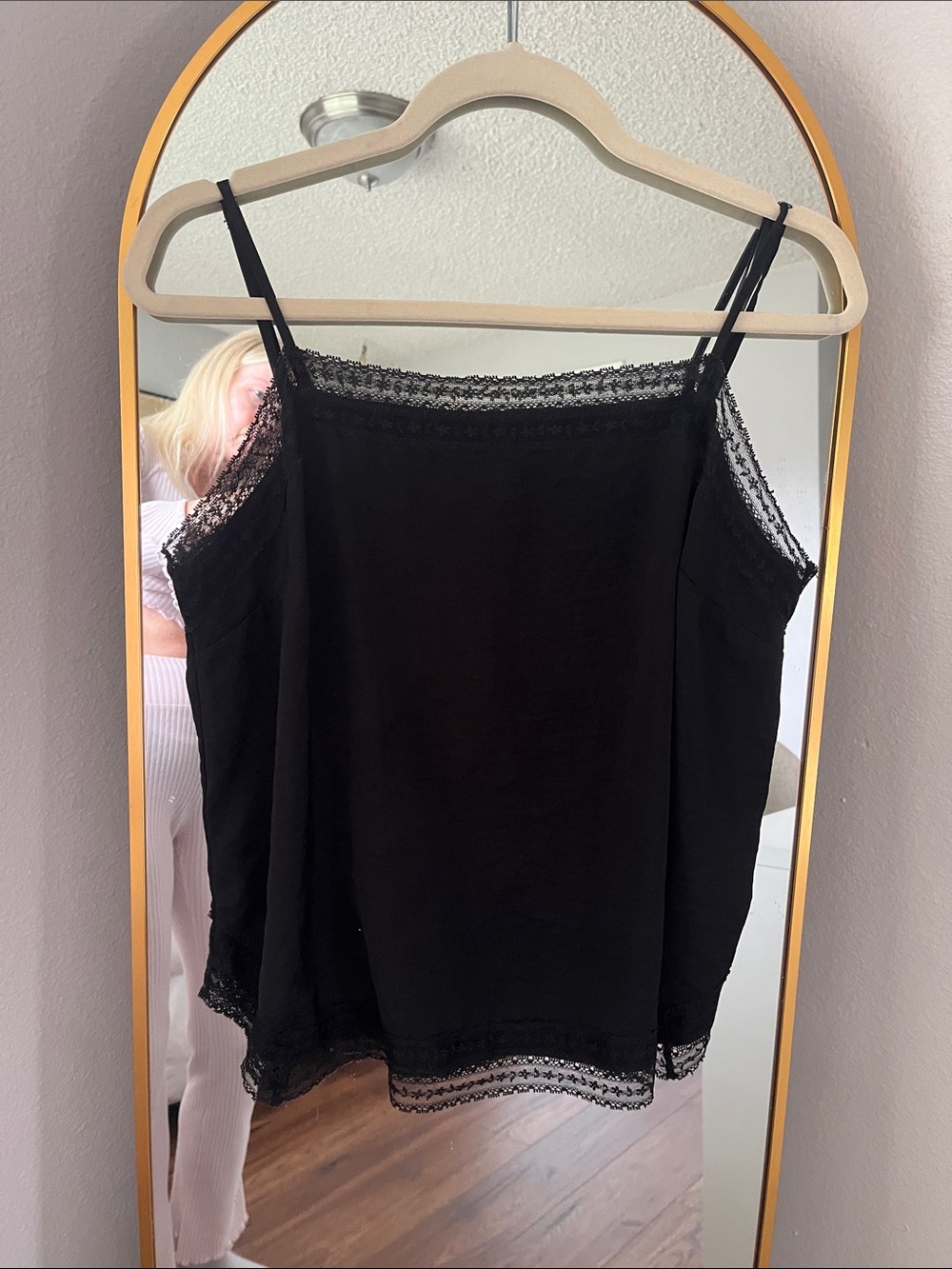 Abercrombie Black satin Lace-Trim Cami Top